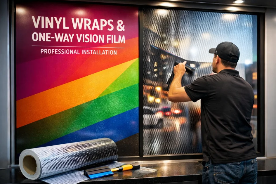 Vitrin Cam Giydirme, Folyo ve One Way Vision Baskı