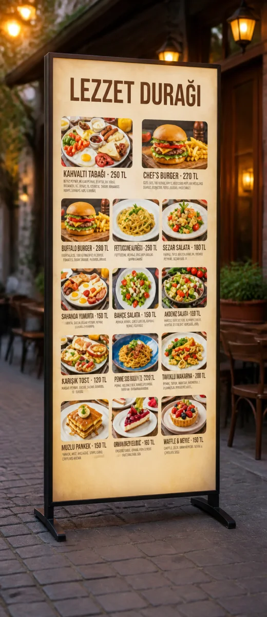 100x230 cm Ayaklı Lightbox Reklam Panosu