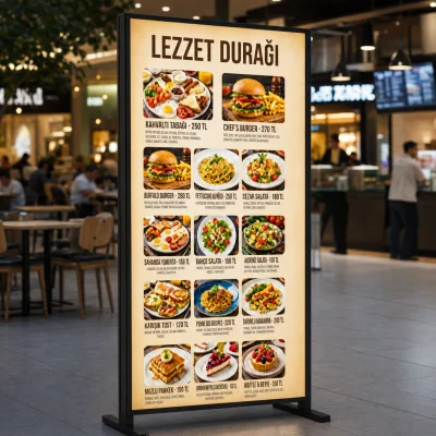100x230 cm Ayaklı Lightbox Reklam Panosu AI gorsel varyasyonu