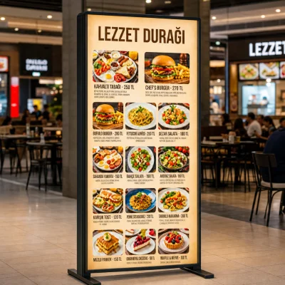 100x230 cm Ayaklı Lightbox Reklam Panosu AI gorsel varyasyonu