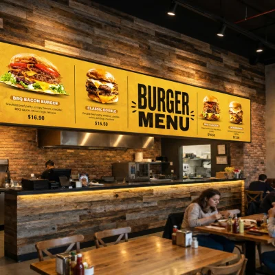 100x400 cm Işıklı Lightbox Menü Tabelası