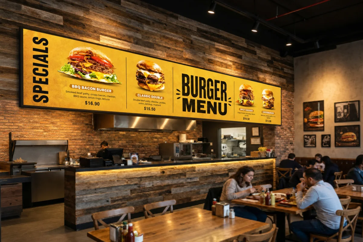 100x400 cm Işıklı Lightbox Menü Tabelası