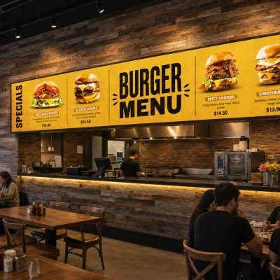 100x400 cm Işıklı Lightbox Menü Tabelası AI gorsel varyasyonu