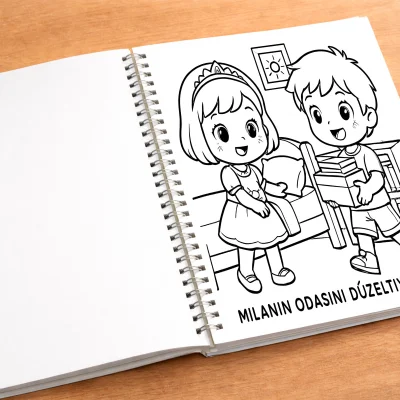 Prens ve Prenses Çocuk Boyama Sayfası - Mutlu Kardeşler mockup