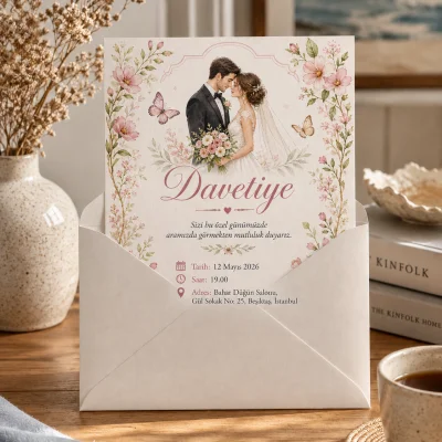 13x18 cm Davetiye Baskısı AI gorsel varyasyonu