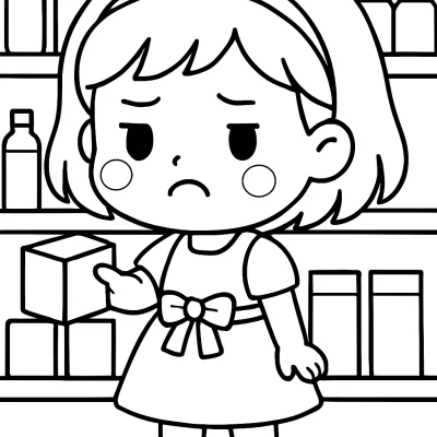 Üzgün Kız Çocuğu Boyama Sayfası - Mutfak Temalı Boyama Kitabı