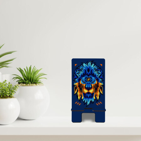 Mavi Aslan Desenli Telefon Standı