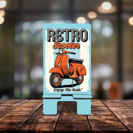 Retro Scooter Desenli Telefon Standı