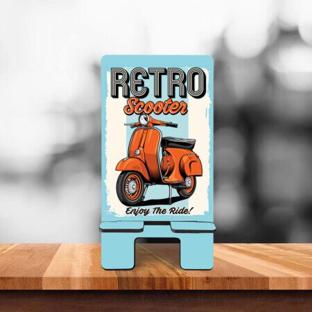 Retro Scooter Desenli Telefon Standı