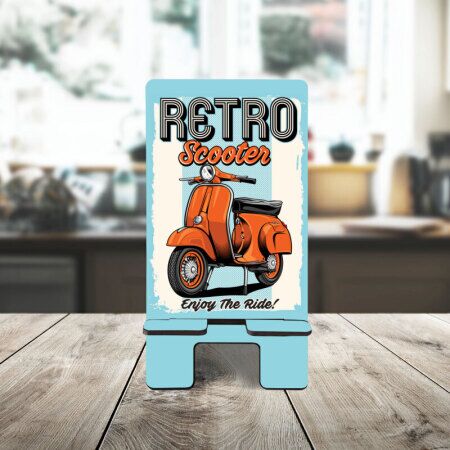 Retro Scooter Desenli Telefon Standı