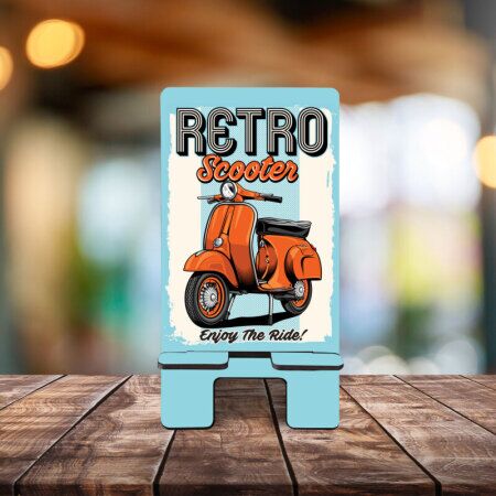 Retro Scooter Desenli Telefon Standı