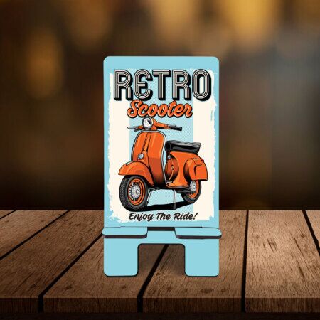 Retro Scooter Desenli Telefon Standı