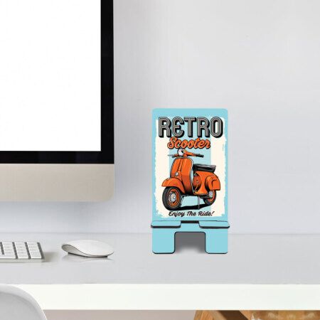 Retro Scooter Desenli Telefon Standı