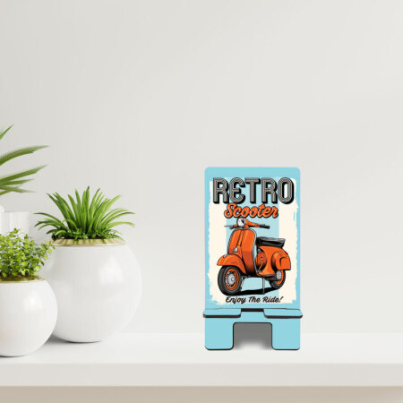 Retro Scooter Desenli Telefon Standı