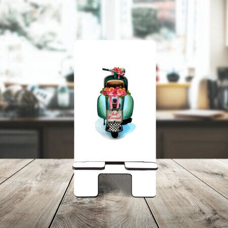 Telefon Standı Scooter Desenli Ahşap